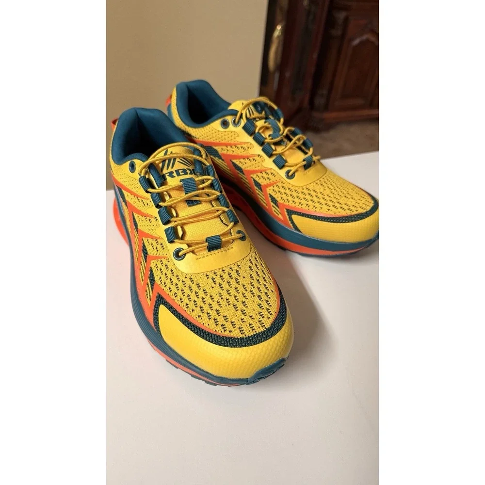 RBX Active Men's Running Shoes US 7 Yellow Orange Teal Athletic Sneakers Mesh